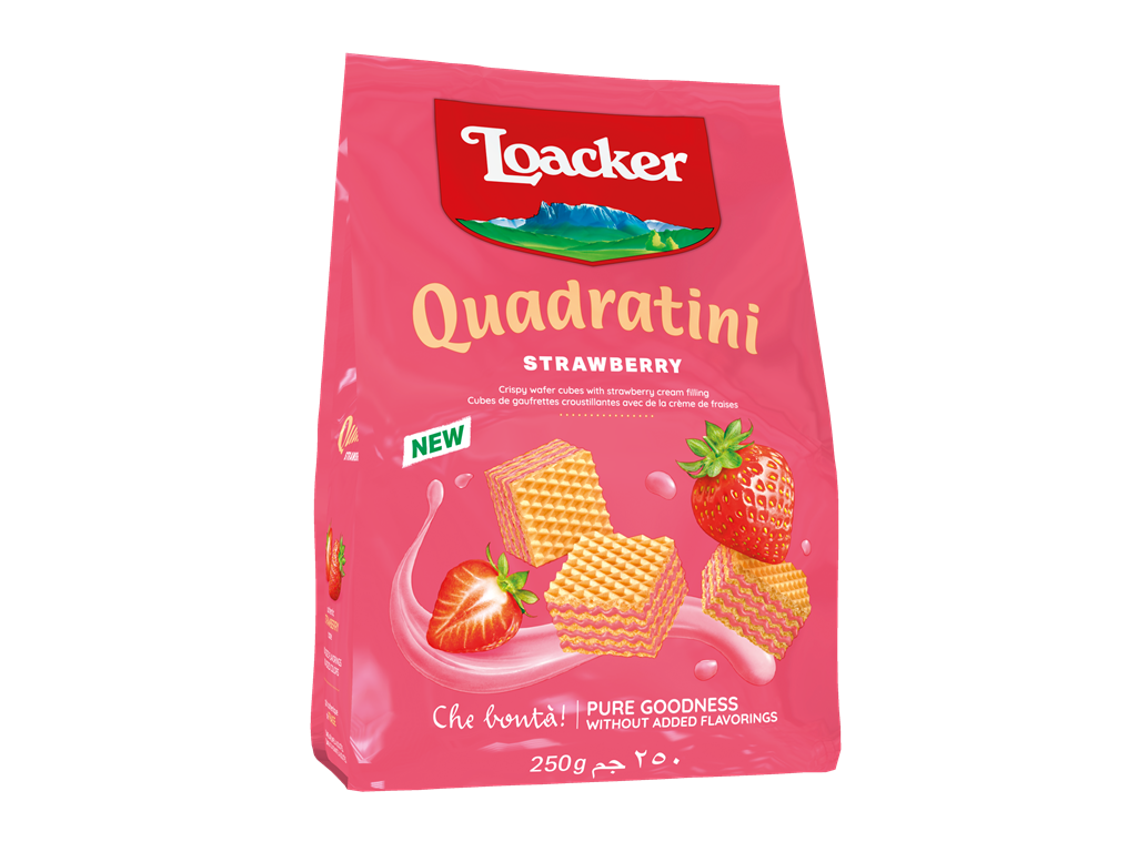 Gaufrette Quadratini à la fraise – avec crème de fraise